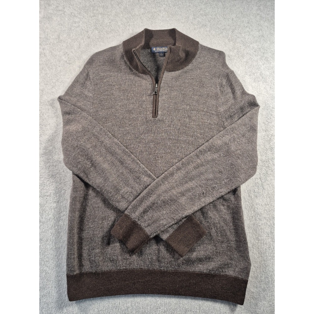 Brooks Brothers Sweater Men's Large Extra Fine Italian Merino Wool 1/4 Zip
